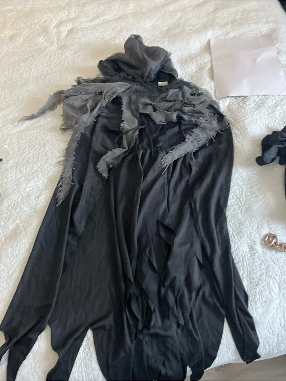 Spirit Dark Reaper Costume — Black Hooded Dress with Chain Belt